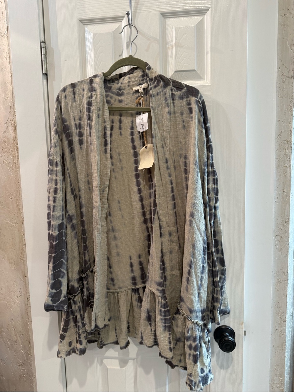 easel Tie-Dye Open Cardigan - Gray & Cream